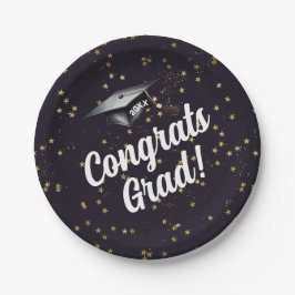 Glückwunsch Grad Blue Gold Confetti Graduation Par Pappteller