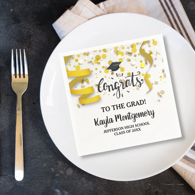 Glückwunsch Grad Cap Gold Confetti Feierlich Custo Serviette (Von Creator hochgeladen)