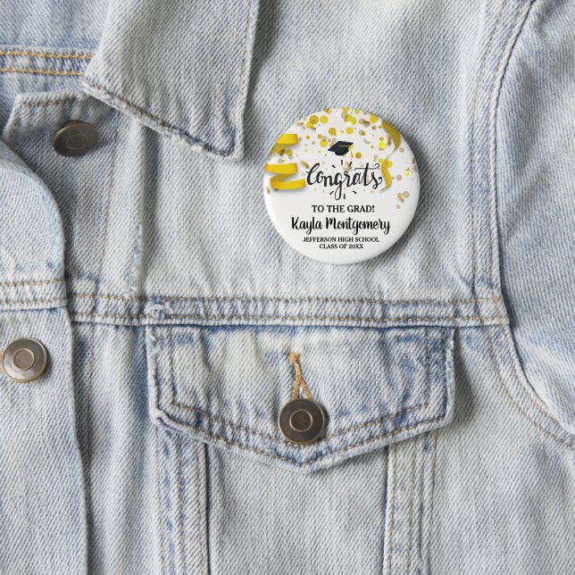 Glückwunsch Grad Cap Gold Confetti Streamer kunden Button (Beispiel)