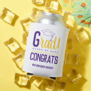 Glückwunsch Grad Cap Lila gelb Dosenkühler