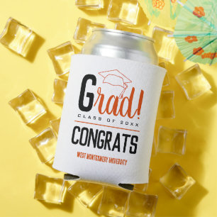 Glückwunsch Grad Cap Orange und Black Dosenkühler