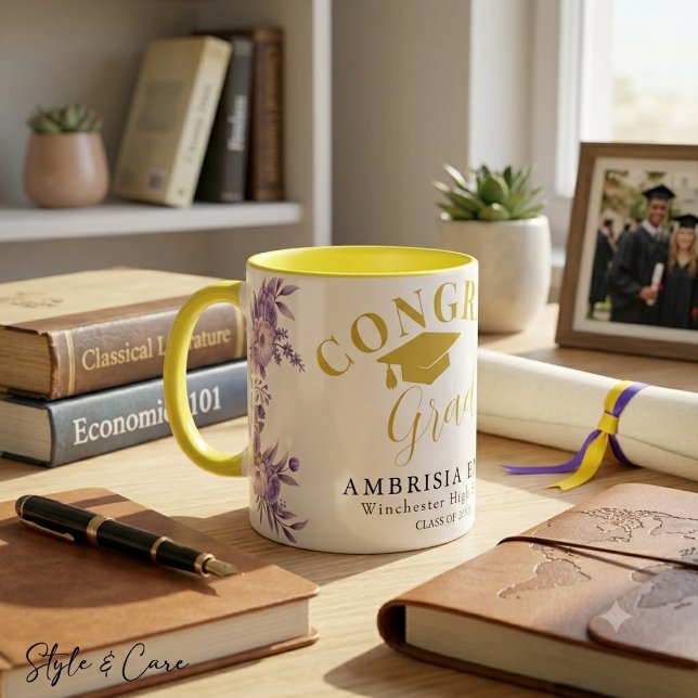 Glückwunsch Grad Combo Tasse - Perfekte Geschenkid (Floral Congrats Grad Combo Mug – Perfect Gift Idea)