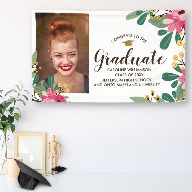 Glückwunsch Grad Custom Foto Floral Abschluss Unte Banner (Von Creator hochgeladen)