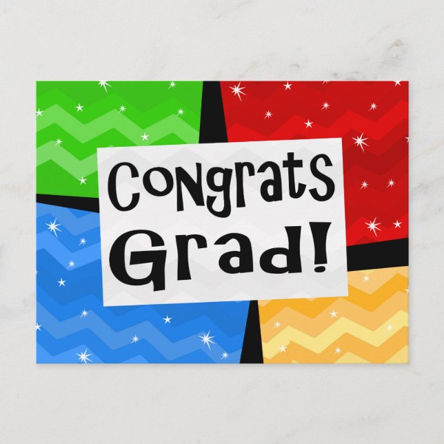 Glückwunsch Grad Festive Multicolor Graduation Par Einladungspostkarte (Vorderseite)