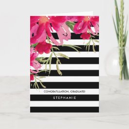 Glückwunsch Grad. Floral | Streifenmuster Karte