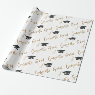 Glückwunsch Grad Gold Foil Graduation Cap and Tas Geschenkpapier