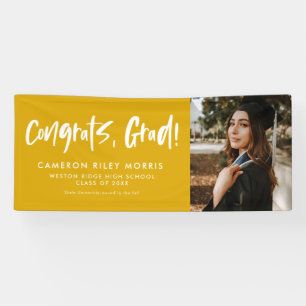 Glückwunsch grad modernes gelbes Abschluss Foto Banner