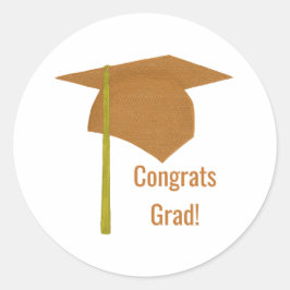 Glückwunsch Grad Orange Cap Gelber Tassel Abschlus Runder Aufkleber