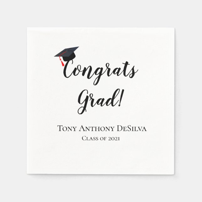 Glückwunsch Grad Personalisierter Abschluss Napkin Serviette (Vorderseite)