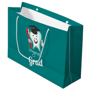 Glückwunsch Grad White Tooth mit Graduierungspausc Große Geschenktüte