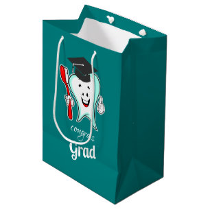 Glückwunsch Grad White Tooth mit Graduierungspausc Mittlere Geschenktüte