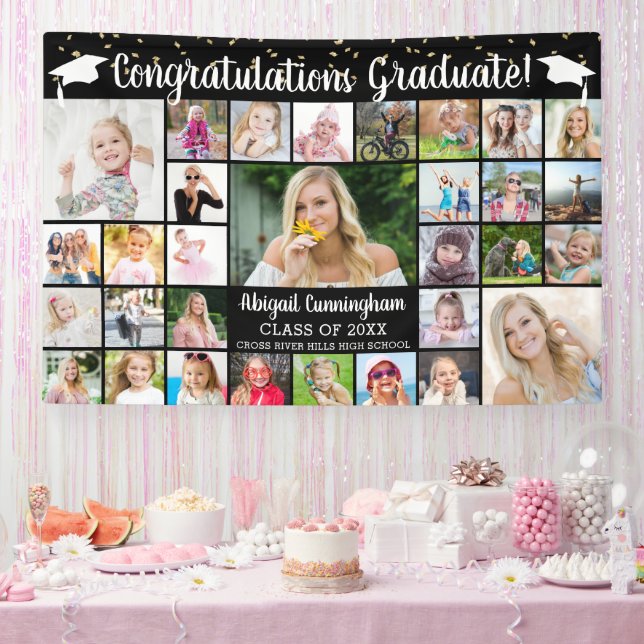 Glückwunsch Graduate 31 FotoCollage benutzerdefini Banner (Party)