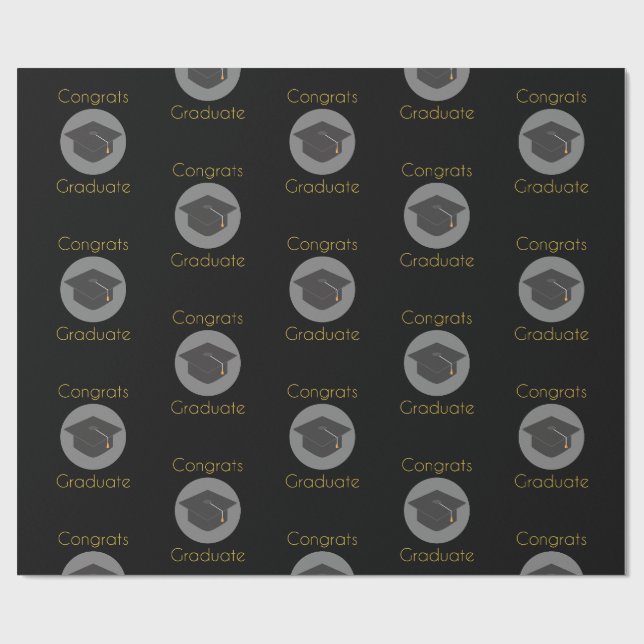 Glückwunsch Graduate Black Cap Geschenkpapier (Flach)
