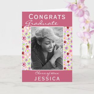 Glückwunsch Graduate Blume Pattern Foto Abschluss Karte