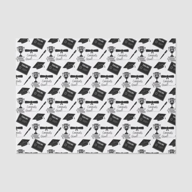 Glückwunsch Graduate Cap und Diploma Collage Seidenpapier (Vorderseite)