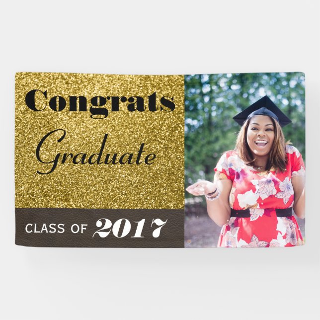 Glückwunsch Graduate Gold Glitzer Banner (Horizontal)