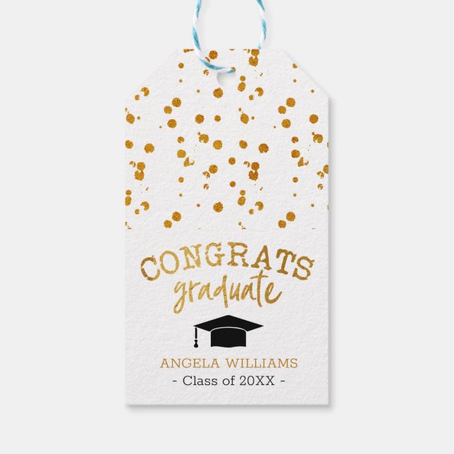 Glückwunsch Graduate Gold und White Abschluss Geschenkanhänger (Rückseite)