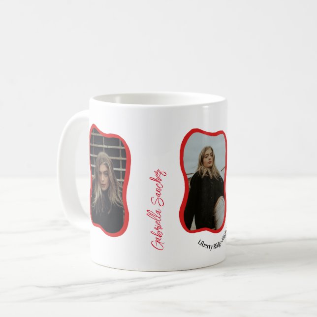Glückwunsch Graduate Moderne Wavy Fotos Kaffeetasse (Vorderseite Links)