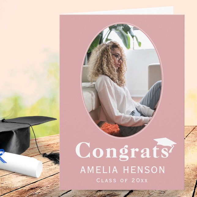 Glückwunsch Graduate Pink Foto Abschluss Card Karte (Von Creator hochgeladen)