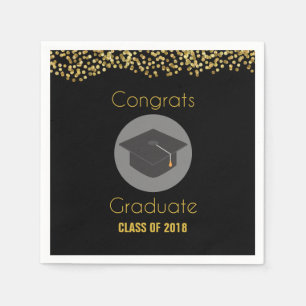 Glückwunsch Graduate w/Imitate Gold Glitzer & Grad Serviette