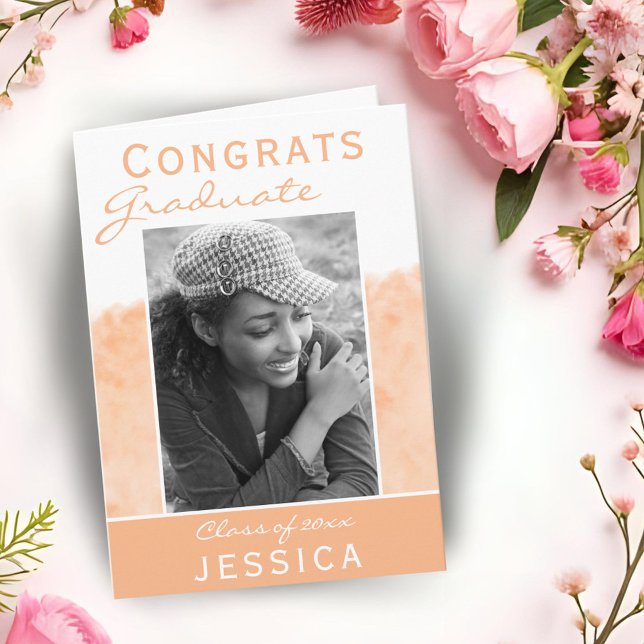 Glückwunsch Graduate Watercolor Foto Abschluss Karte (Von Creator hochgeladen)