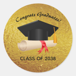 Glückwunsch Graduates Class of Year Abschluss Gold Runder Aufkleber