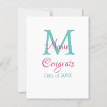 Glückwunsch Graduieren Name monogramm grün pink bl