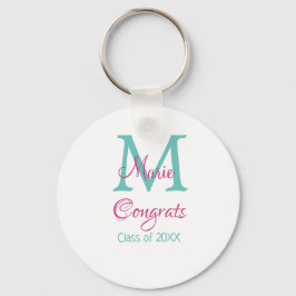 Glückwunsch Graduieren Name monogramm grün pink bl Schlüsselanhänger