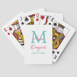 Glückwunsch Graduieren Name monogramm grün pink bl Spielkarten