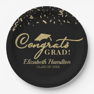 Glückwunsch Grand Gold Script Graduation Party Pappteller