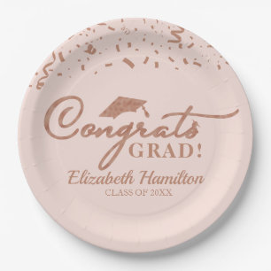 Glückwunsch Grand Rose Gold Script Graduation Part Pappteller