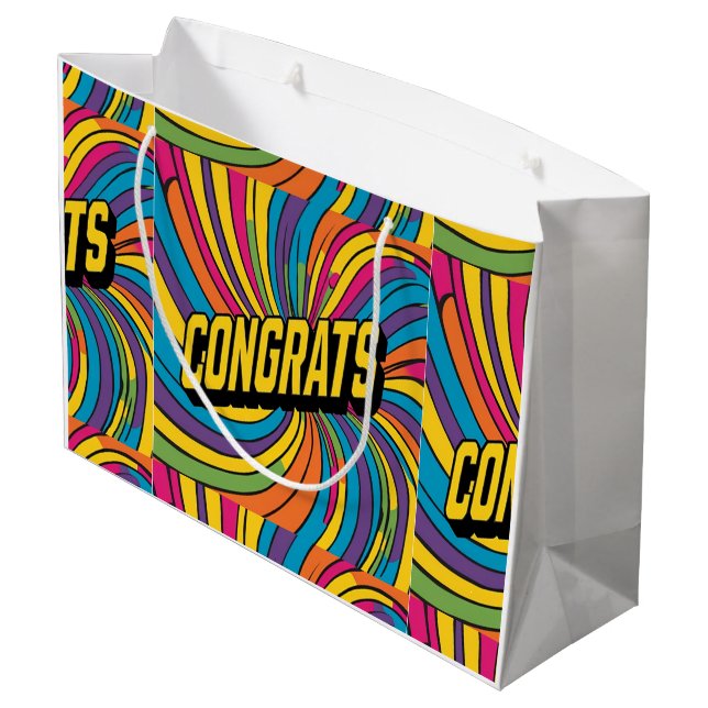 "Glückwunsch" Groovy-Geschenktasche Große Geschenktüte (Rückseite Schrägansicht)