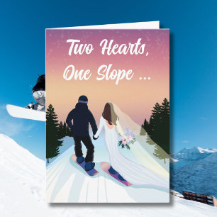 Glückwunsch Hochzeit Bride & Groom Snowboarden Karte