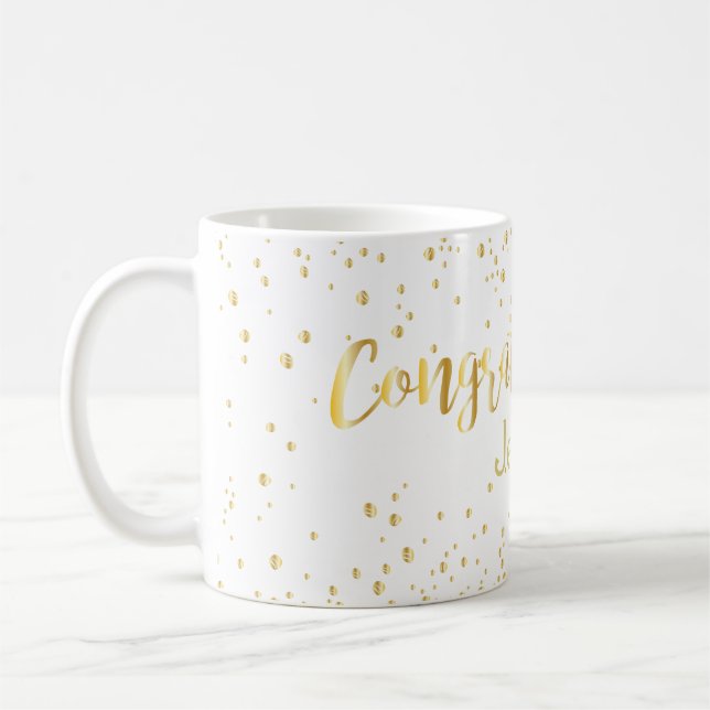 Glückwunsch Hochzeit Gold Lettern Glitzer Kaffeetasse (Links)