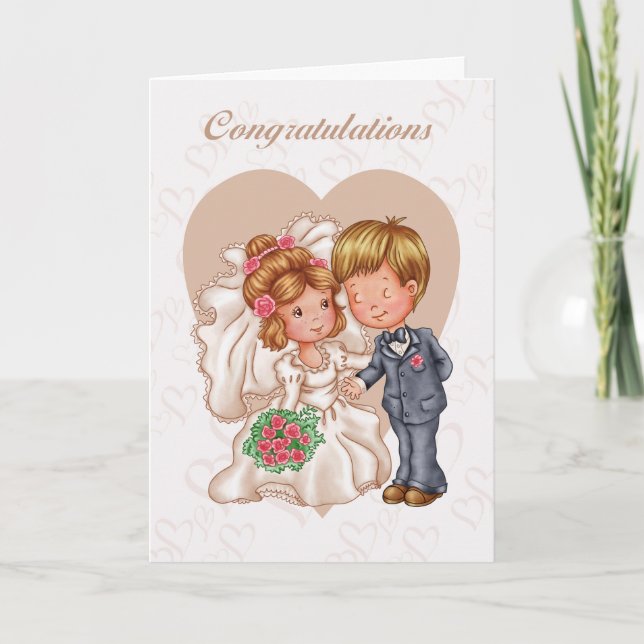 Glückwunsch Hochzeit Grußkarte - Braut und Karte (Vorderseite)