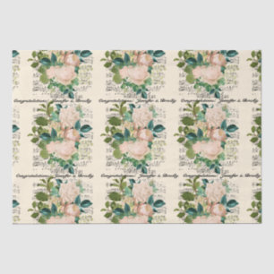 Glückwunsch Hochzeit hinzufügen Namen Rose Ephemer Seidenpapier