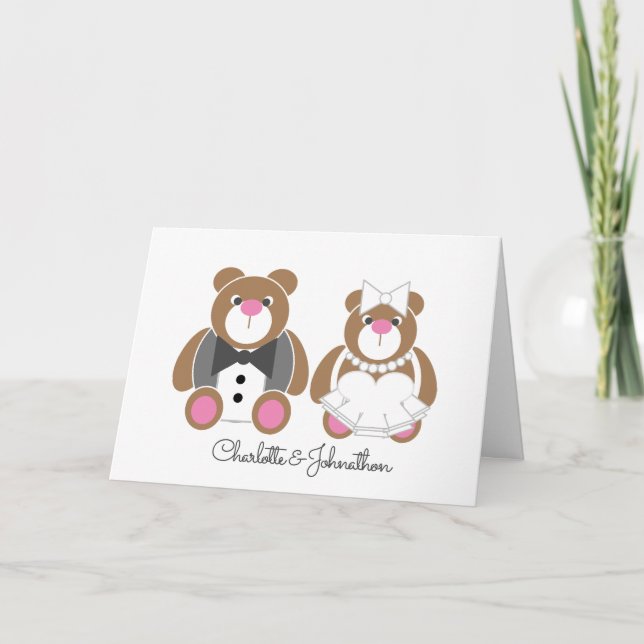 Glückwunsch Hochzeit niedlich Teddy Bären Karte (Vorderseite)
