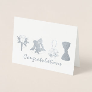 Glückwunsch Hochzeit Verlobung Bell Blume Bow Folienkarte