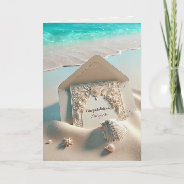 Glückwunsch Hochzeitsgeschichten in Beach Sand Karte (Vorderseite)