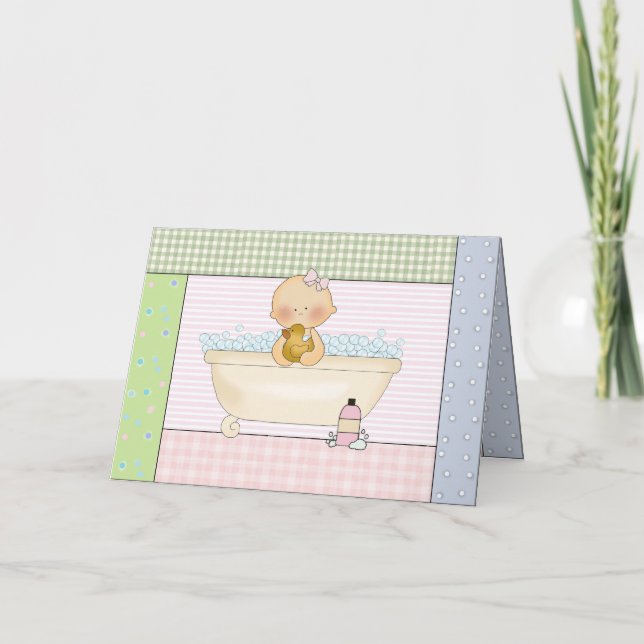 Glückwunsch-Karte: Baby in der Badewanne Karte (Vorderseite)