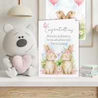 Glückwunsch-Karte mit gefalteter Bunny-Twin-Geburt