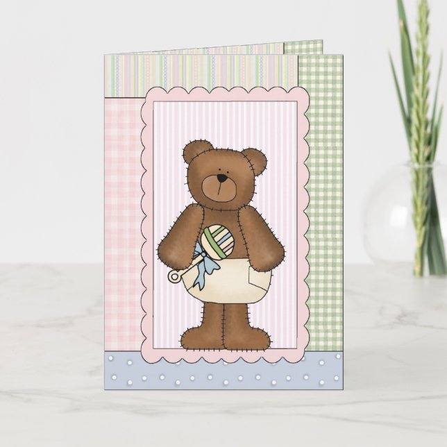 Glückwunsch-Karte: Teddybär BearWith ein Geklapper Karte (Vorderseite)