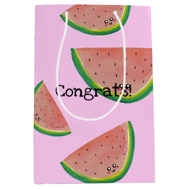 Glückwunsch! Kawaii Watercolor Mittlere Geschenktüte (Vorderseite)