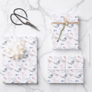 Glückwunsch Liebesvögel Einwickelpapiere Geschenkpapier Set