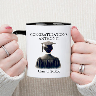 Glückwunsch Männliche Graduierung in schwarz-braun Tasse