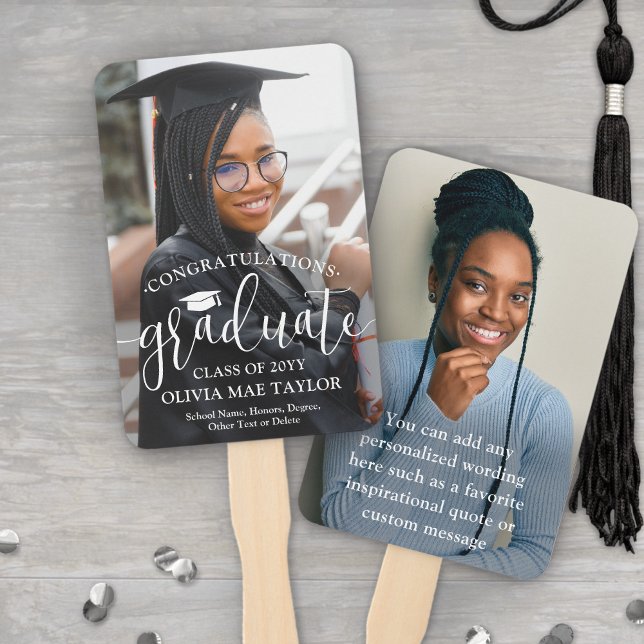 Glückwunsch Modern Script 2 Foto-Abschlussfeier Fächer (Von Creator hochgeladen)