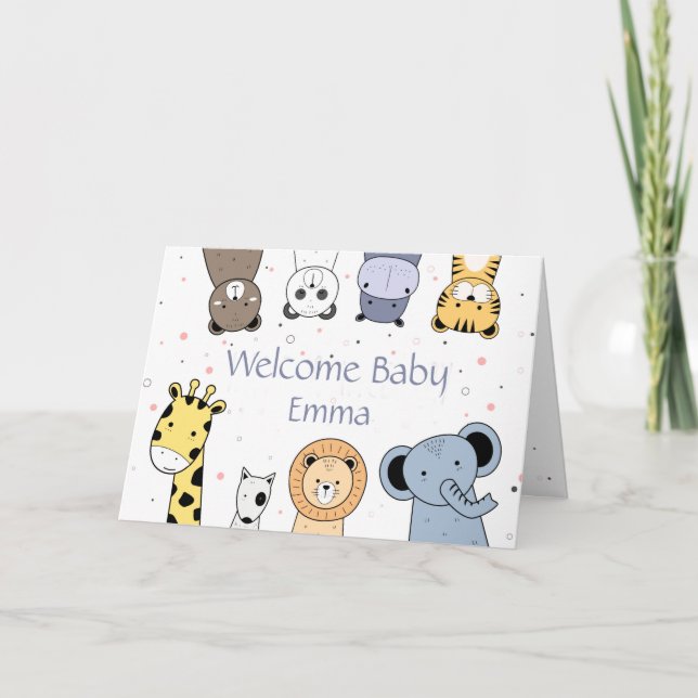 Glückwunsch Neuer Baby Fun Tierische Cartoons  Karte (Vorderseite)