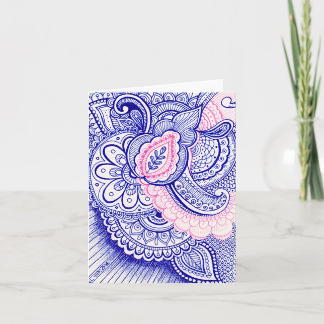 Glückwunsch New Baby Mama Damask Indian Mandala Karte (Vorderseite)
