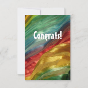 Glückwunsch! Rainbow Silk Multicolore Fabric Card Dankeskarte