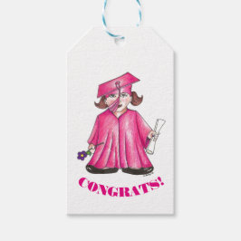 GLÜCKWUNSCH! Rosa Abschluss Girl Cap Gown Diploma Geschenkanhänger